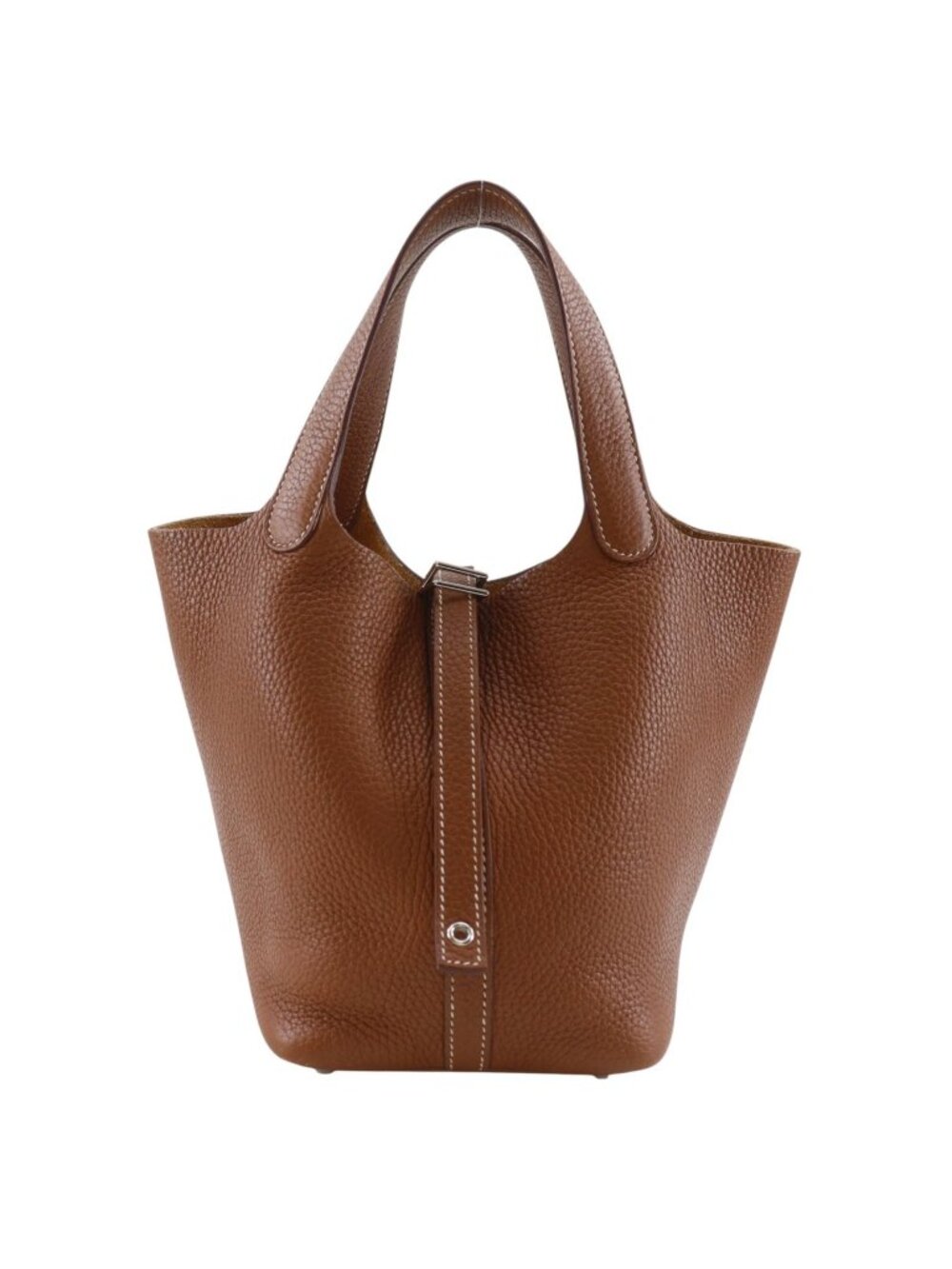 Hermes Picotin Lock 18 PM Taurillon Clemence Gold Brown Silver Handbag